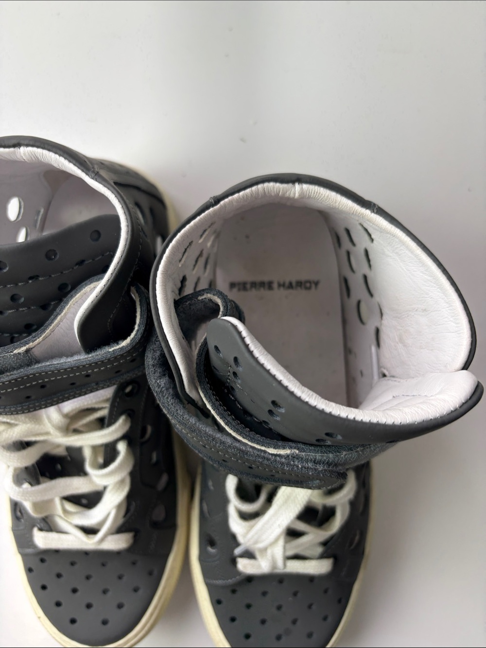 Pierre Hardy Kids Black and White Perforated High-Top Sneakers